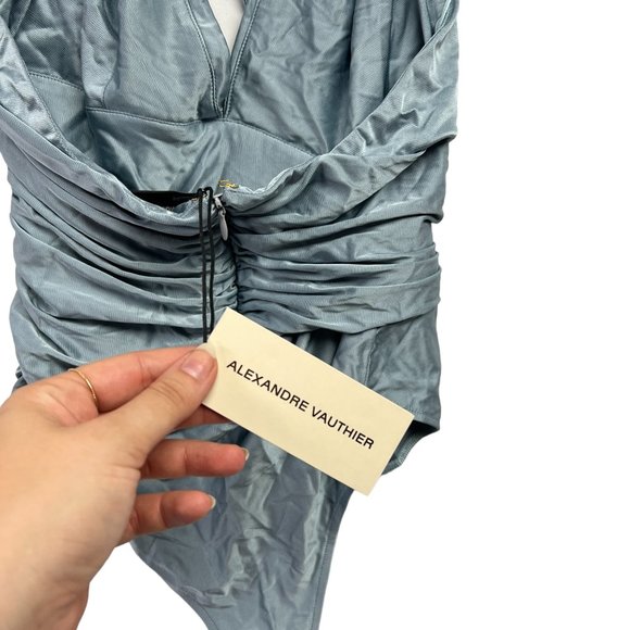 NWT Alexandre Vauthier Sleeveless Plunge-Neck Ruched Bodysuit Size S - Picture 7 of 12